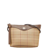 バーバリー チェック ショルダーバッグ カーキグリーン ブラウン キャンバス レザー レディース BURBERRY 【中古】